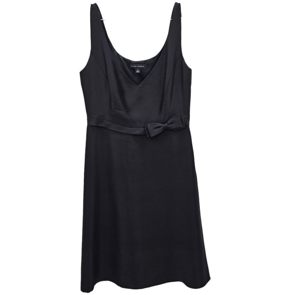 Banana Republic Womens 6 Silk Black Cocktail Dress with Bow